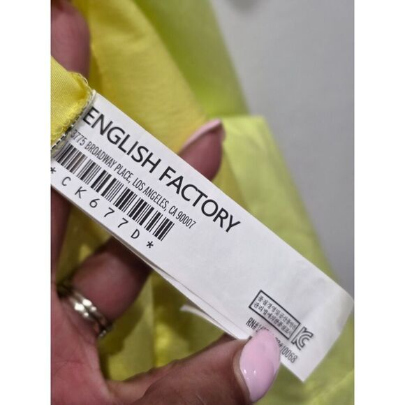 English Factory Highlighter Yellow Ruffle Babydoll Pockets Shirt Dress, XS - Picture 14 of 16